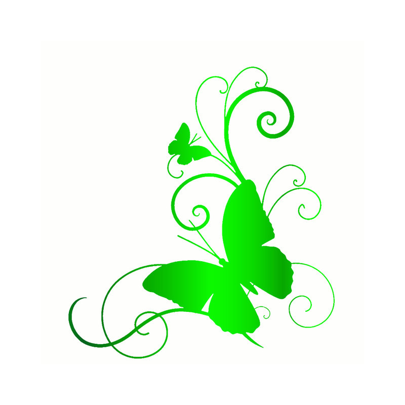 sticker papillon en vinyle 15.2cm x 16.6cm - couleurs vert