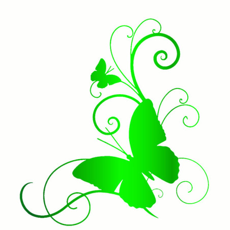 sticker papillon en vinyle 15.2cm x 16.6cm - couleurs vert