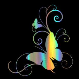 sticker papillon en vinyle 15.2cm x 16.6cm - couleurs multicolore