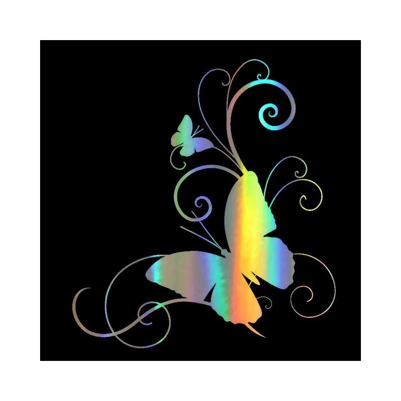 sticker papillon en vinyle 15.2cm x 16.6cm - couleurs multicolore