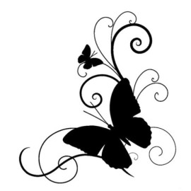 sticker papillon en vinyle 15.2cm x 16.6cm - couleurs noir