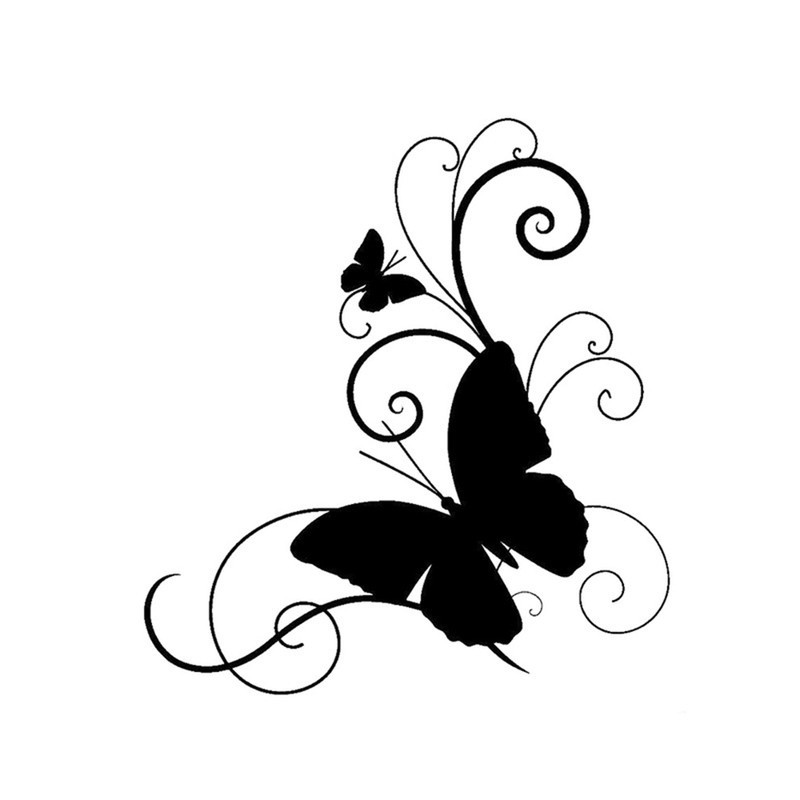 sticker papillon en vinyle 15.2cm x 16.6cm - couleurs noir