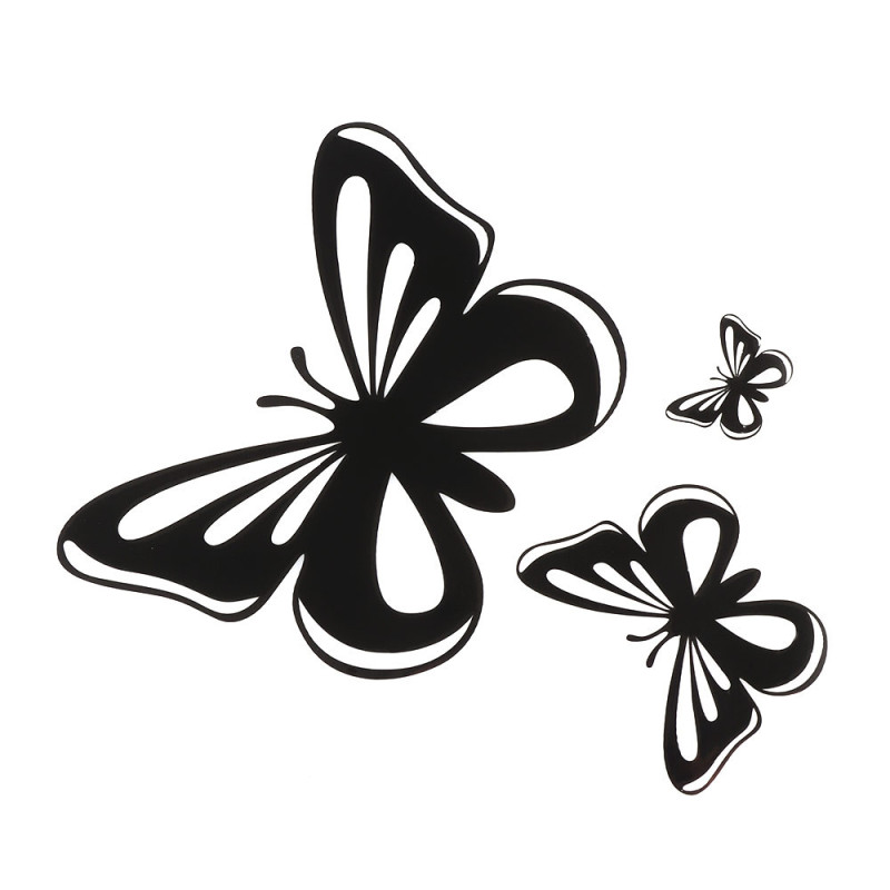 sticker papillon - Papillons Noirs et Blancs - Autocollants Vinyles pour Vitres de Voiture couleur Noir