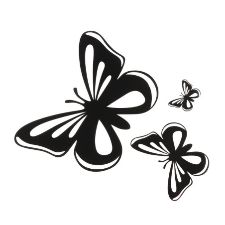 sticker papillon - Papillons Noirs et Blancs - Autocollants Vinyles pour Vitres de Voiture couleur Noir