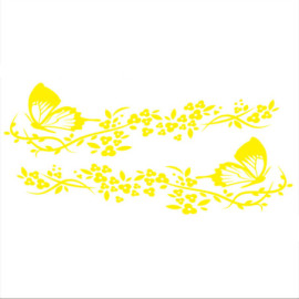 Autocollant Papillon en Vinyle "Fleur Volante Papillon\" Jaune