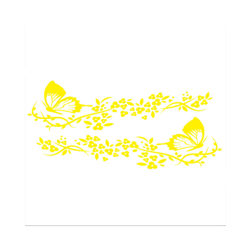 Autocollant Papillon en Vinyle "Fleur Volante Papillon\" Jaune