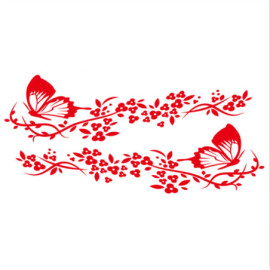 Autocollant Papillon en Vinyle "Fleur Volante Papillon\" Rouge