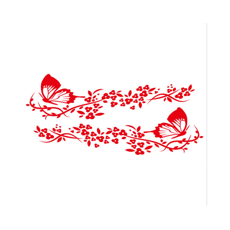Autocollant Papillon en Vinyle "Fleur Volante Papillon\" Rouge