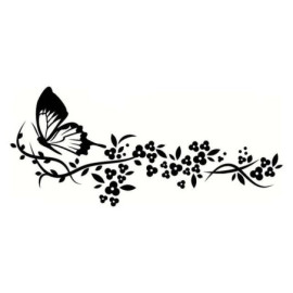 Autocollant Papillon en Vinyle "Fleur Volante Papillon\" Noir