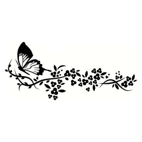 Autocollant Papillon en Vinyle "Fleur Volante Papillon\" Noir