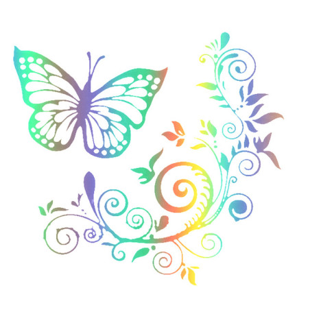 Autocollant Papillon Vinyle "Fleur de papillon\" Multicolore