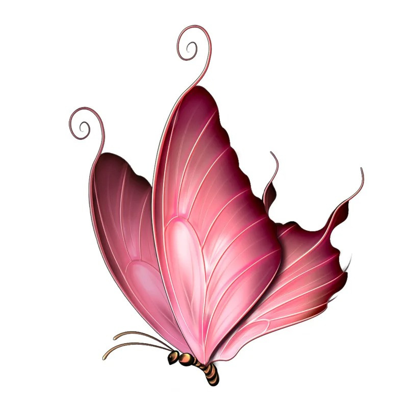 Autocollant Grand Papillon Rose en PVC - 16cm x 13 cm