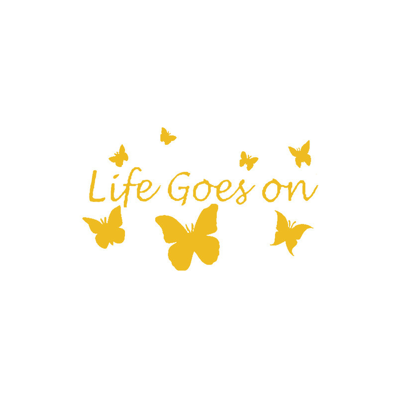 Sticker Papillon "Life Goes on Butterfly\" Jaune