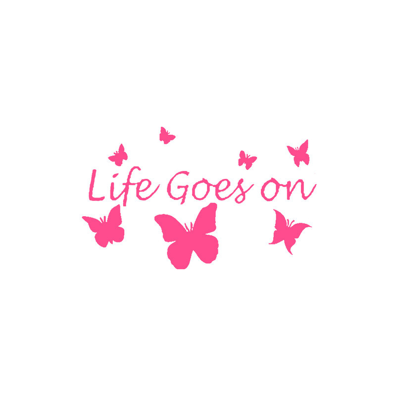 Sticker Papillon "Life Goes on Butterfly\" Rose