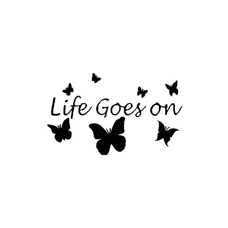 Sticker Papillon "Life Goes on Butterfly\" Noir