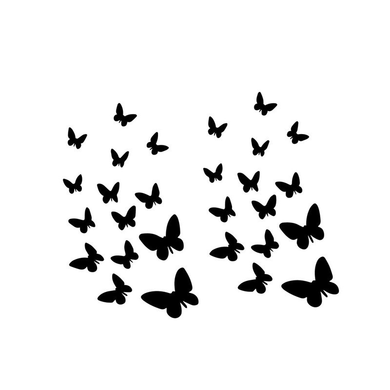 Autocollants Papillon en Silhouette - Noir