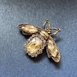 Broches abeille cristal strass jaune