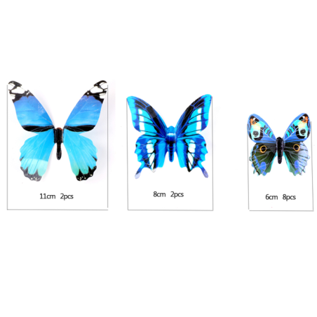 Dimensions du Sticker Mural Papillon 3D Fluorescents dans le noir - Lot de 12 pièces - 4 couleurs au choix !
