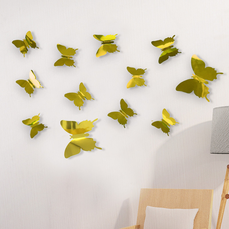 Autocollant Papillons 3D Réfléchissants couleur jaune