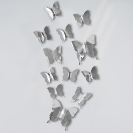 Autocollant Papillons 3D Réfléchissants couleur argent