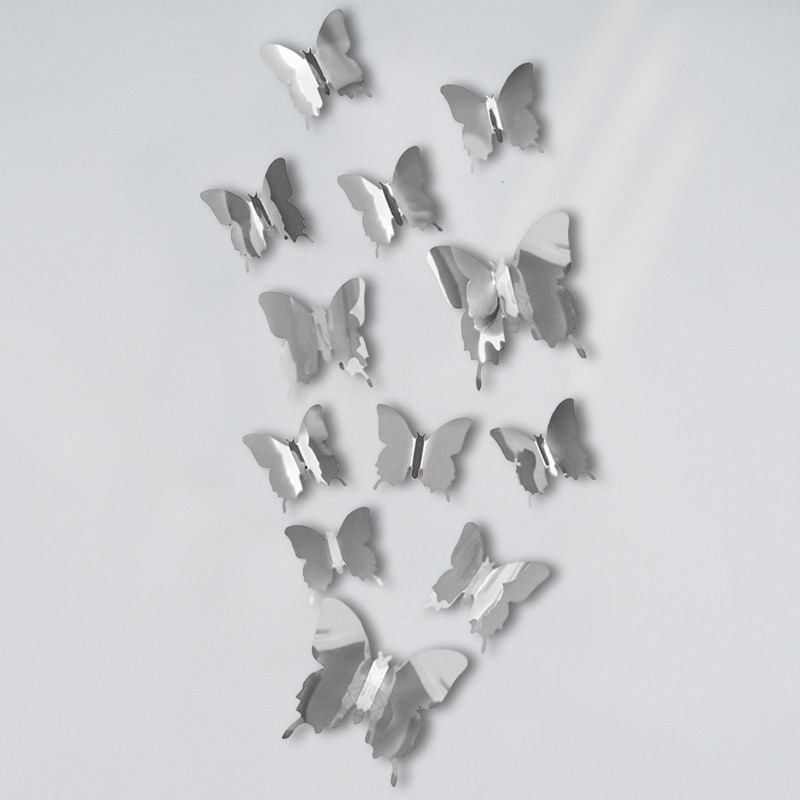 Autocollant Papillons 3D Réfléchissants couleur argent