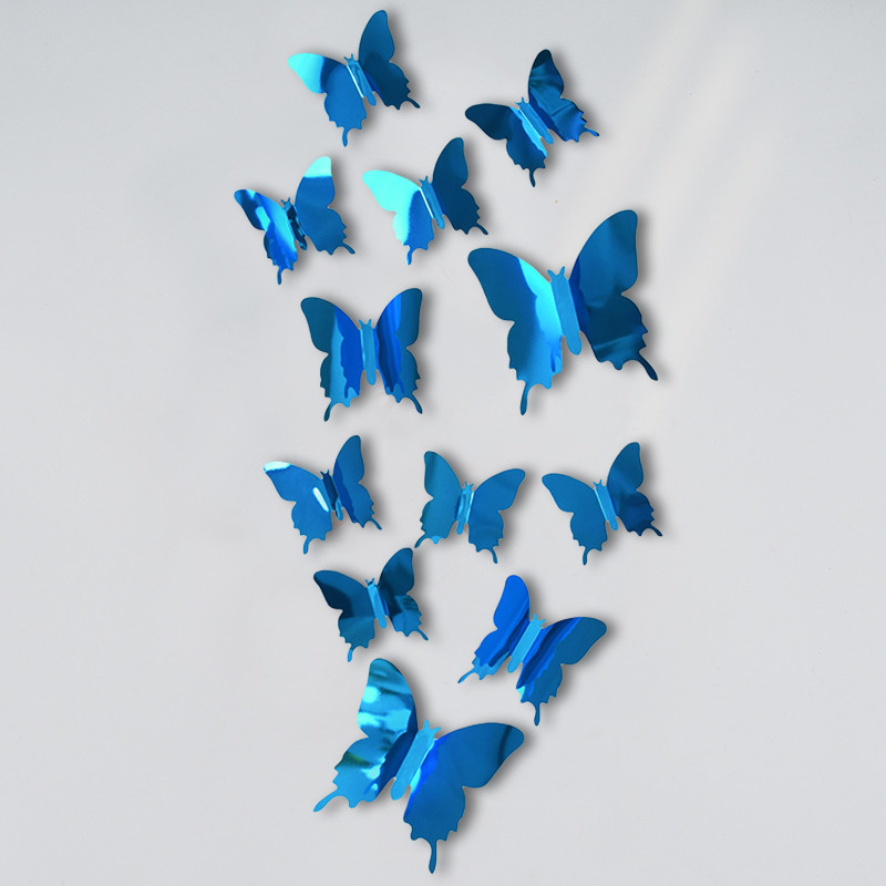 Autocollant Papillons 3D Réfléchissants couleur Bleu
