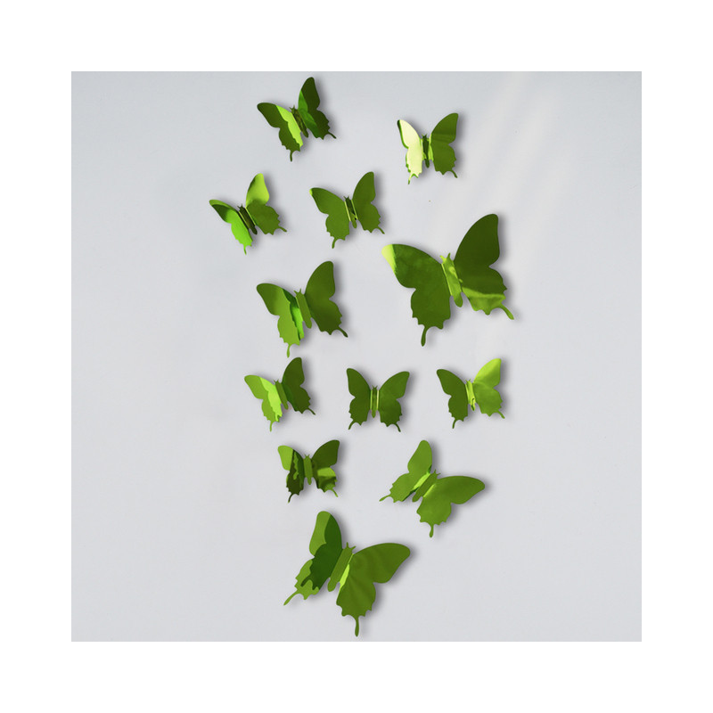 Autocollant Papillons 3D Réfléchissants couleur Vert