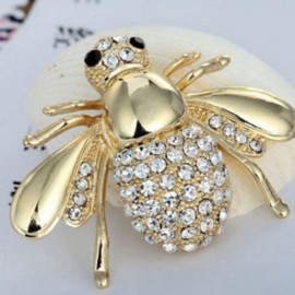 Magnifique broche abeille strass et cristal couleur or