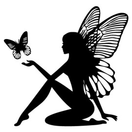 Sticker Fée avec Papillon en Silhouette - Décoration Magique pour la Maison
