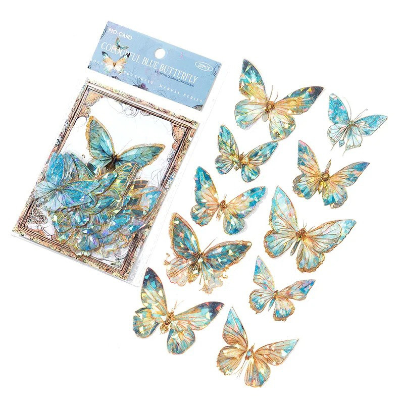 3D Schmetterling Wandsticker | 20er-Set schimmernd | Wanddeko