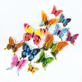 Autocollant Mural Papillon 3D aux Ailles à Double couche Lot Multicolores