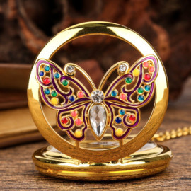 Vue dos de la Montre de Poche Rétro à Quartz Papillon