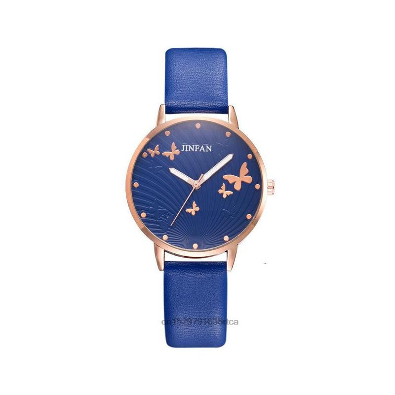 Montres-bracelet Papillon en Cuir pour femmes Bleu