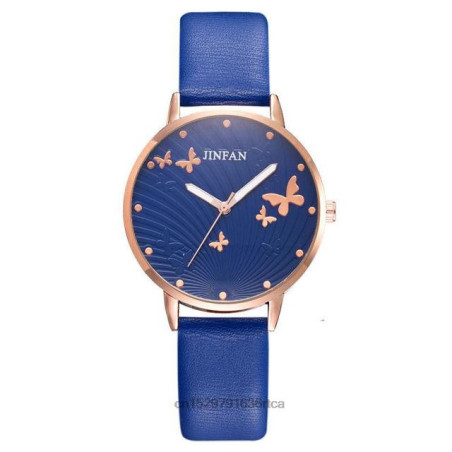 Montres-bracelet Papillon en Cuir pour femmes Bleu