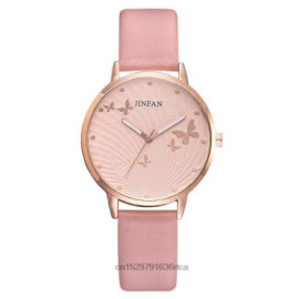 Montres-bracelet Papillon en Cuir pour femmes Rose