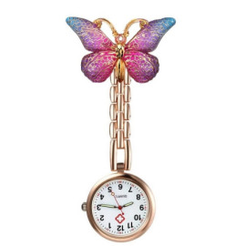 Montre d'infirmière Papillon en Résine colorée couleur Violet