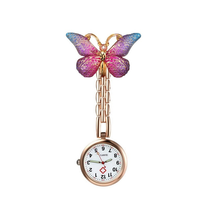 Montre d'infirmière Papillon en Résine colorée couleur Violet