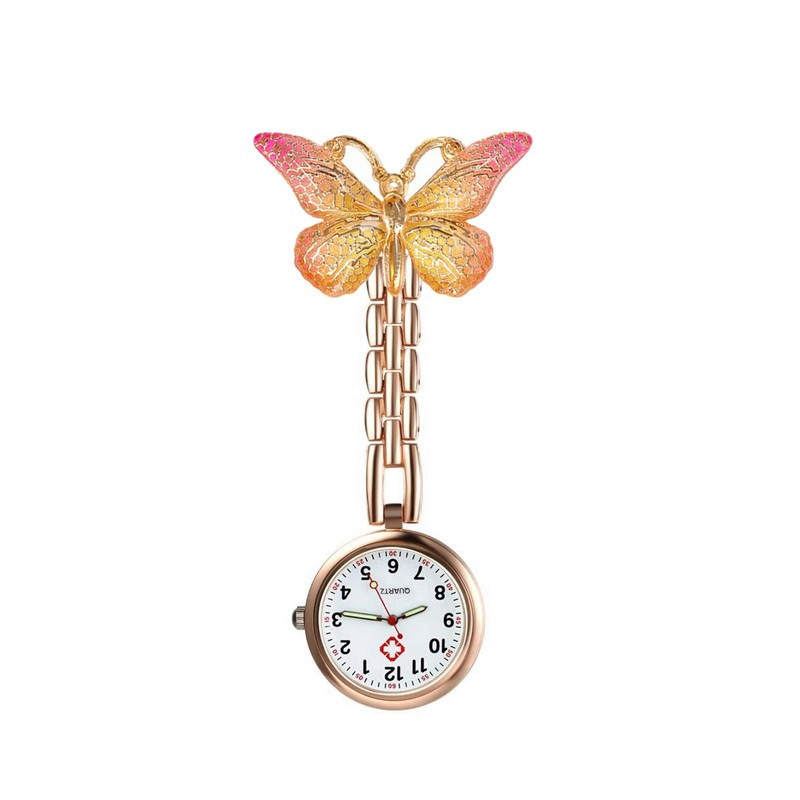 Montre d'infirmière Papillon en Résine colorée couleur Orange