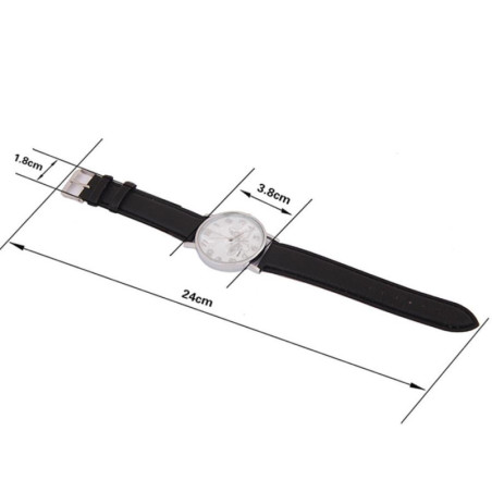 dimensions de la Montre Papillon élégant à Quartz avec bracelet en cuir pour femmes - 3 couleurs au choix!