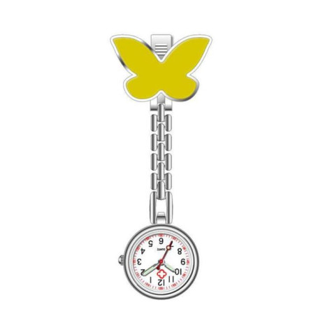 Montre de poche pour infirmière à Quartz avec Grand Papillon couleur Jaune