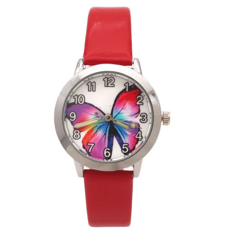 Montre Papillon Grand Papillon Multicolore pour enfants couleur rouge