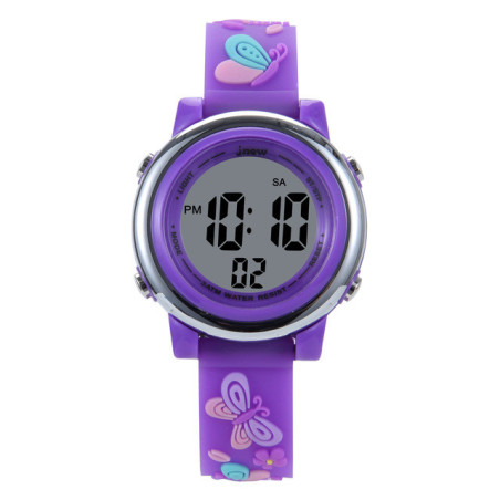 Montre de Sport électroqniue Papillon pour Enfant avec Bracelet en Silicone Souple couleur Violet