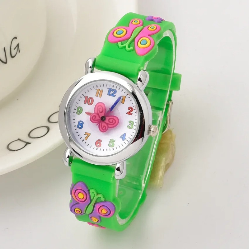 Montre à Quartz Papillon pour enfant couleur vert