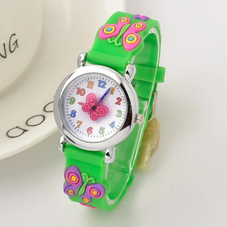 Montre à Quartz Papillon pour enfant couleur vert
