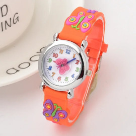Montre à Quartz Papillon pour enfant couleur orange