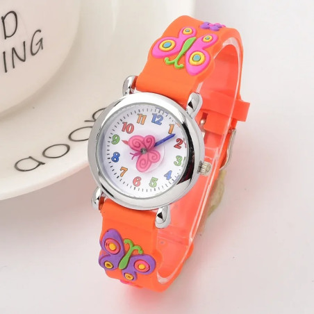Montre à Quartz Papillon pour enfant couleur orange
