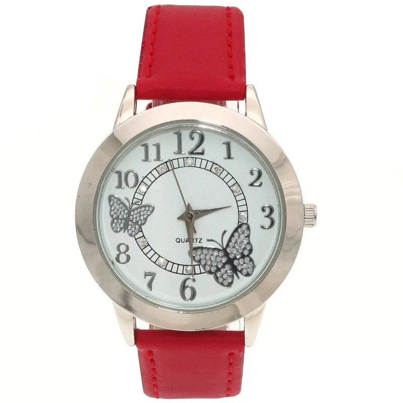 Montres-bracelet à Quartz pour femmes couleur rouge