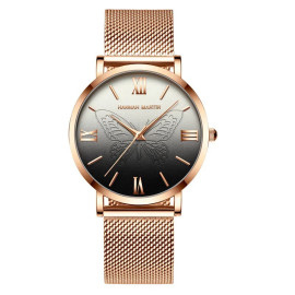 Montre Papillon pour Femme à Quartz Ailes de Papillon 3D couleur noir