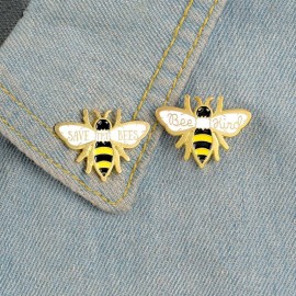 Save the Bees & Bee Kind Enamel Pin Set | Cute Bee Jewelry