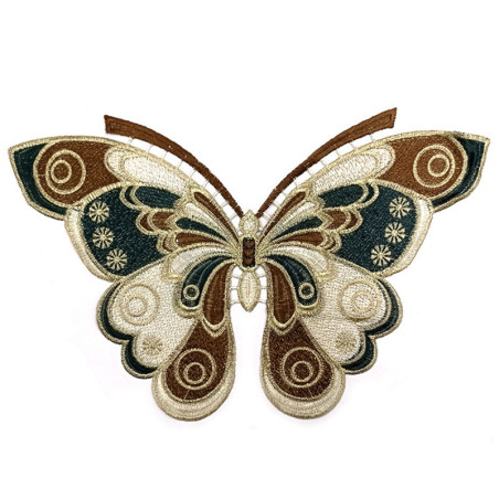 Détails Grand Écusson Papillon à coudre 37cmx24cm - Grand Papillon Magnifiquement Brodés couleur brun